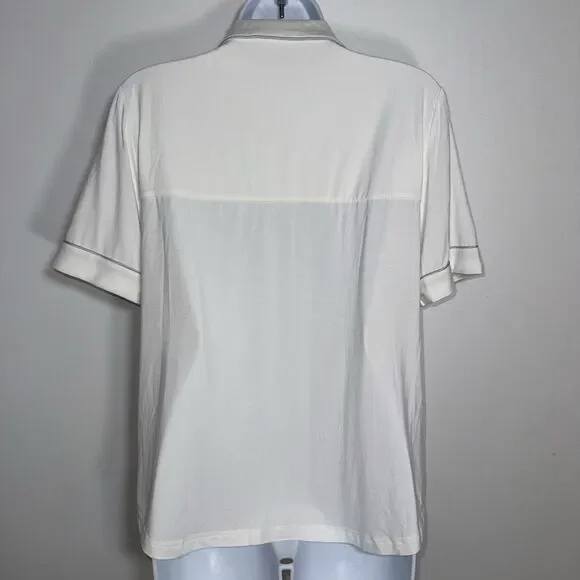 Cozy Earth Pajama Top Bamboo Notched Collar Lounge Button Front Wome Small - Picture 2 of 8